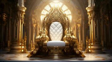 luxo real trono dentro uma real Palácio ai gerado foto