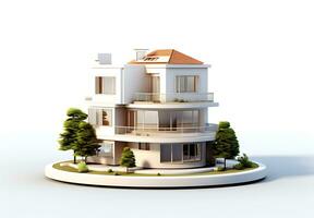 3d casa modelo em branco fundo foto