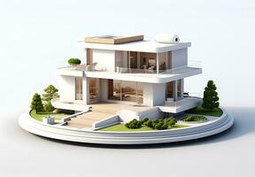 3d casa modelo em branco fundo foto