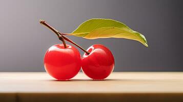 foto do acerola em uma minimalista mesa. generativo ai