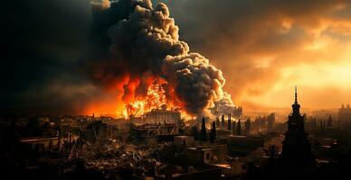 bombear explosão dentro Palestina, israelense ataque em gaza, Oriental guerra - ai gerado imagem foto