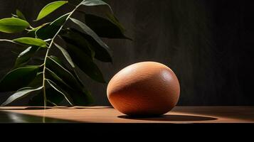 foto do mamey sapote em uma minimalista mesa. generativo ai