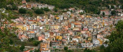 panorama, pastel casas em encosta, foto