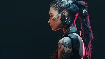 Largo Visão mulher cyberpunk estético ai gerar foto