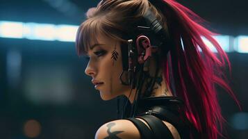 Largo Visão mulher cyberpunk estético ai gerar foto