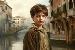 encantador criança velho Veneza. gerar ai foto