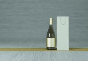garrafa de vinho colocada no chão, 3d foto