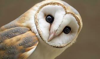 tyto alba cabeça, uma comum celeiro coruja. fechar acima. generativo ai foto