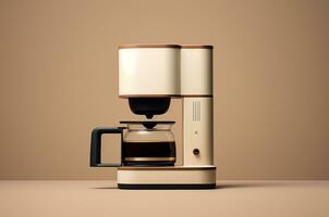 minimalista café criador em bege fundo. generativo ai foto