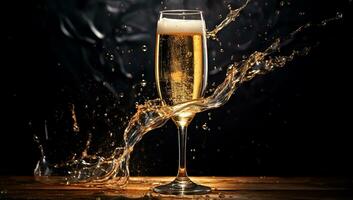 óculos do champanhe para bem-vinda a Novo ano, dentro uma festivo atmosfera. Novo ano tempo. ai gerado foto