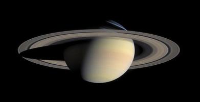 retrato do planeta Saturno, retirado da missão cassini-huygens foto