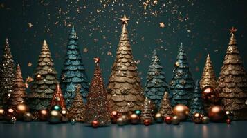 Natal árvore natal feriado decoração com brilhar bokeh fundo, generativo ai foto