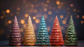 Natal árvore natal feriado decoração com brilhar bokeh fundo, generativo ai foto