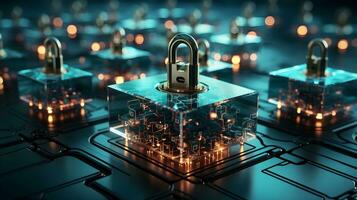 digital fortificação. cíber segurança soluções blindagem dados e redes. ai gerado foto