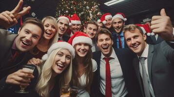 ai generativo o negócio pessoas dentro Natal escritório social reunião, reunião, festa foto