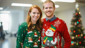 ai generativo o negócio pessoas dentro Natal escritório social reunião, reunião, festa foto