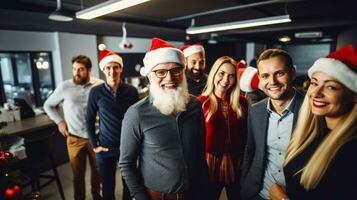 ai generativo o negócio pessoas dentro Natal escritório social reunião, reunião, festa foto