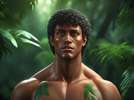 digital ilustração do homem dentro selva floresta foto