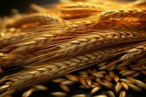 detalhado fechar acima do trigo sementes, destacando seus único atributos ai gerado foto