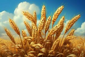 uma vídeo jogos ui elemento apresentando a encantador trigo campo ai gerado foto