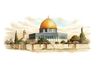 al aqsa mesquita ilustração em branco fundo foto