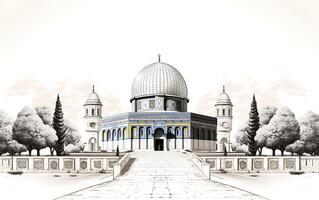 al aqsa mesquita ilustração em branco fundo foto