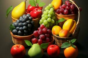 uma delicioso seleção do frutas, exalando irresistível, cativante charme ai gerado foto