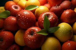 detalhado fruta fechar acima, formando uma refrescante e texturizado pano de fundo ai gerado foto