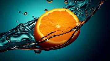 laranja fundo com água solta foto