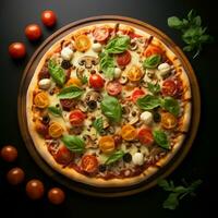 topo Visão do uma vegetal pizza, uma delicioso escolha para social meios de comunicação postar Tamanho ai gerado foto