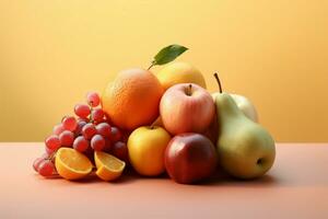 delicadamente rendido minimalista frutas em uma sereno, pálido gradiente ai gerado foto
