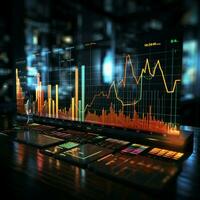 gráficos desdobrar negócios, estoque mercado tendências, desempenho apresentado através visuais para social meios de comunicação postar Tamanho ai gerado foto