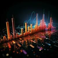 desempenho revelado linha gráficos retratar o negócio e estoque mercado dinâmica para social meios de comunicação postar Tamanho ai gerado foto