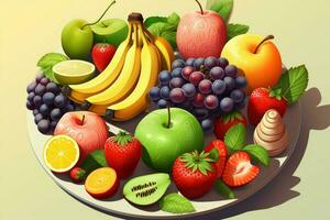 isométrico estilo frutas, oferta uma fresco aproximação para fruta ilustração ai gerado foto
