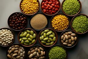 legumes e feijões, uma visual representação do naturezas variedade ai gerado foto
