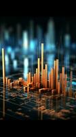 Barra gráfico e castiçal gráfico retratar estoque mercado preço através financeiro Estatísticas vertical Móvel papel de parede ai gerado foto