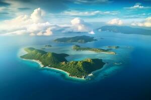aéreo Visão do uma pequeno ilha dentro a indiano oceano. Maldivas ai gerado foto