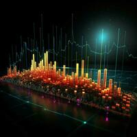 vibrante o negócio gráfico ilustra estoque negociação lucros, perdas, e futuro tendências para social meios de comunicação postar Tamanho ai gerado foto