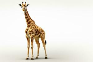 girafa isolado em branco fundo. 3d ilustração. estúdio tomada. ai gerado foto