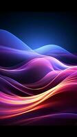 ultravioleta laser mostrar abstrato fundo com vibrante, brilhando néon ondas vertical Móvel papel de parede ai gerado foto