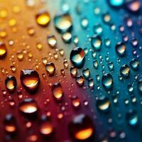 pequeno pingos de chuva em uma vibrante gradiente misturado cor fundo, uma harmonioso mistura para social meios de comunicação postar Tamanho ai gerado foto
