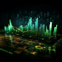 verde gráfico significa estoque mercado ganhos, perdas, e futuro negociação tendências para social meios de comunicação postar Tamanho ai gerado foto