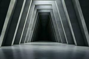 a vazio, abstrato concreto túnel interior exala industrial estética ai gerado foto