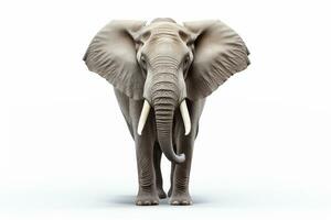 elefante isolado em branco fundo com recorte caminho. 3d ilustração ai gerado foto