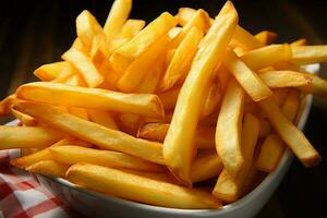 acima fechar e irresistível uma Visão do delicioso francês fritas ai gerado foto