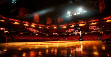 basquetebol arena, ampla Esportes estádio - ai gerado imagem foto