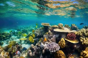 encantado profundidades - explorando a vibrante mundo do uma coral recife - ai gerado foto