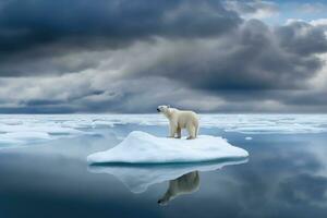 ameaçadas de extinção - uma polar de urso luta dentro uma Derretendo ártico meio Ambiente - ai gerado foto