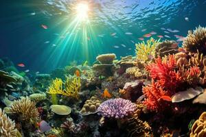 coral sonhos - uma sereno embaixo da agua mundo do colorida peixe e plantas - ai gerado foto