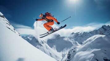 ai generativo inverno extremo Esportes legal tiro do esqui dentro movimento foto